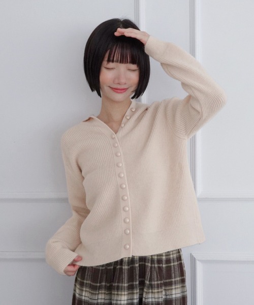 by muni:r（バイ ムニール）の「キャンディ フード ニットカーディガン/2026 AW COLLECTION（ニット/セーター・レディース・ライトグリーン/スカイブルー/ライトピンク・FREE）」の3枚目の写真