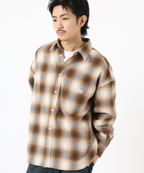 PRO CLUB (プロクラブ)の「PLO CLUB Heavyweight wide Ombre Flannel Shirt オンブレチェック オーバーサイズ フランネルシャツ 長袖(シャツ/ブラウス・メンズ・ブラック/ブラウン・L)」の2枚目の写真
