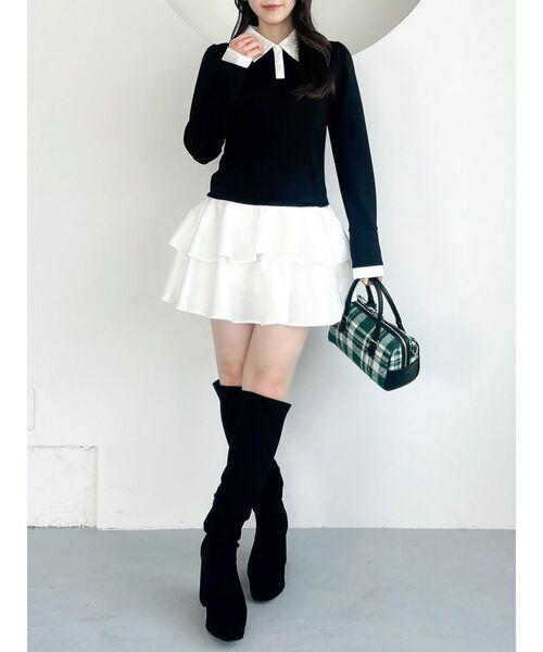 dazzlin（ダズリン）の「ビジューカラーレイヤードカットワンピース（ワンピース・レディース・ベージュ/ブラック・SMALL/MEDIUM）」の10枚目の写真