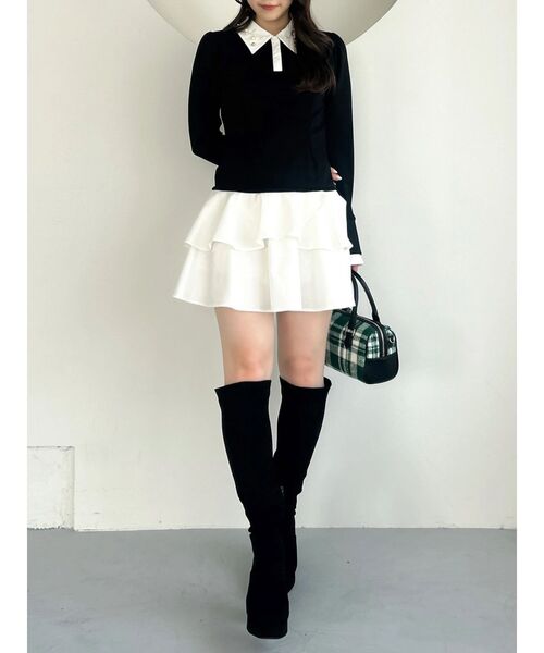 dazzlin（ダズリン）の「ビジューカラーレイヤードカットワンピース（ワンピース・レディース・ベージュ/ブラック・SMALL/MEDIUM）」の11枚目の写真