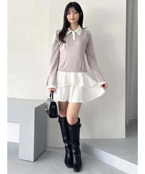 dazzlin（ダズリン）の「ビジューカラーレイヤードカットワンピース（ワンピース・レディース・ベージュ/ブラック・SMALL/MEDIUM）」の15枚目の写真