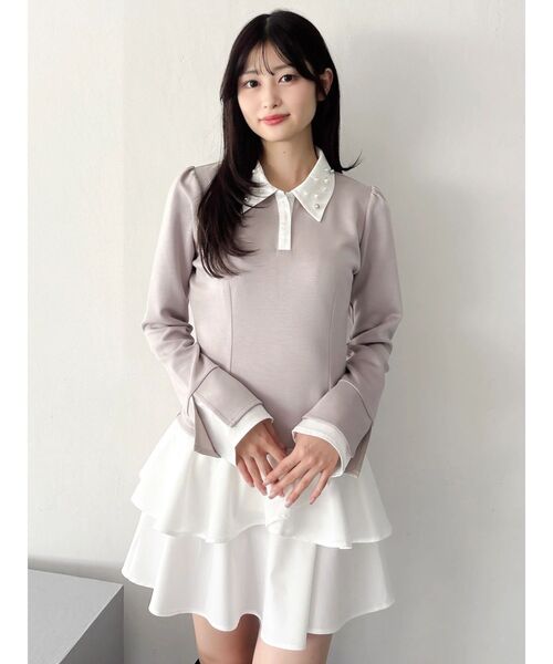 dazzlin（ダズリン）の「ビジューカラーレイヤードカットワンピース（ワンピース・レディース・ベージュ/ブラック・SMALL/MEDIUM）」の21枚目の写真