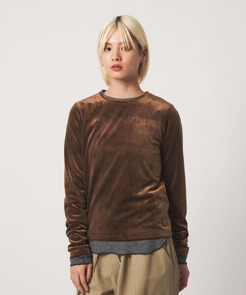 BEAUTY&YOUTH UNITED ARROWS(ビューティーアンドユースユナイテッドアローズ)の「ベロア ロングスリーブTシャツ ウォッシャブル(Tシャツ/カットソー・レディース・オフホワイト/ダークブラウン/ブラック・FREE)」の5枚目の写真