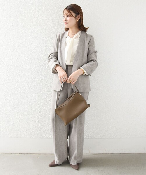 SHIPS（シップス）の「〈洗濯機可能〉FUNCTION ツイル ジャケット 26AW（ノーカラージャケット・レディース・ネイビー/ベージュ系・40/38/36/34）」の12枚目の写真