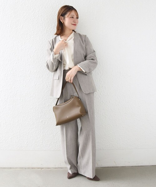 SHIPS（シップス）の「〈洗濯機可能〉FUNCTION ツイル ジャケット 26AW（ノーカラージャケット・レディース・ネイビー/ベージュ系・40/38/36/34）」の10枚目の写真