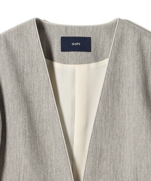 SHIPS（シップス）の「〈洗濯機可能〉FUNCTION ツイル ジャケット 26AW（ノーカラージャケット・レディース・ネイビー/ベージュ系・40/38/36/34）」の22枚目の写真