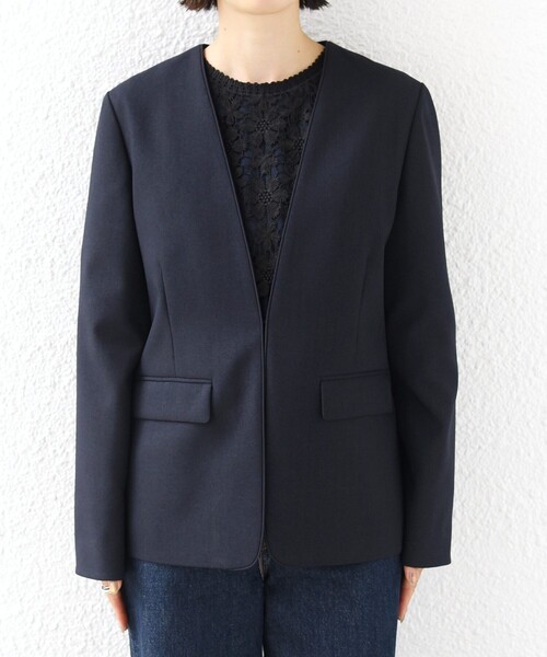 SHIPS（シップス）の「〈洗濯機可能〉FUNCTION ツイル ジャケット 26AW（ノーカラージャケット・レディース・ネイビー/ベージュ系・40/38/36/34）」の16枚目の写真
