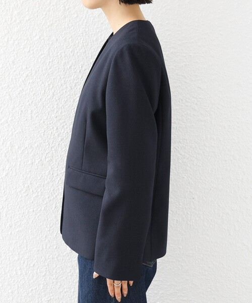 SHIPS（シップス）の「〈洗濯機可能〉FUNCTION ツイル ジャケット 26AW（ノーカラージャケット・レディース・ネイビー/ベージュ系・40/38/36/34）」の15枚目の写真