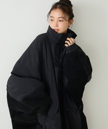 forksy.（フォルクシー）の「【forksy.】<モンスターシリーズ>コーデュロイ×ボア 異素材ミックス ハイネックロングコート（モッズコート）」