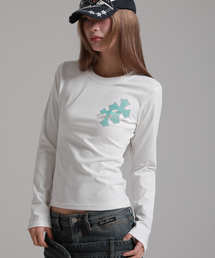 ダブルクロスレタリング スリムロングスリーブTシャツ