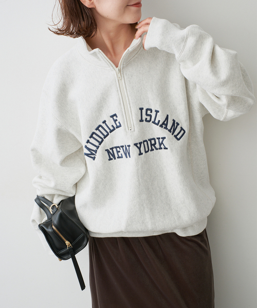 Spick & Span（スピックアンドスパン）の「Champion / チャンピオン REVERSE WEAVE(R) HALF ZIP SWEAT（スウェット・レディース・アイボリー/ブラック・MEDIUM）」の2枚目の写真