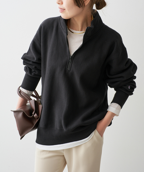 Spick & Span（スピックアンドスパン）の「Champion / チャンピオン REVERSE WEAVE(R) HALF ZIP SWEAT（スウェット・レディース・アイボリー/ブラック・MEDIUM）」の6枚目の写真