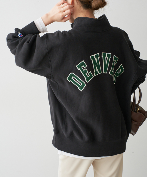 Spick & Span（スピックアンドスパン）の「Champion / チャンピオン REVERSE WEAVE(R) HALF ZIP SWEAT（スウェット・レディース・アイボリー/ブラック・MEDIUM）」の8枚目の写真
