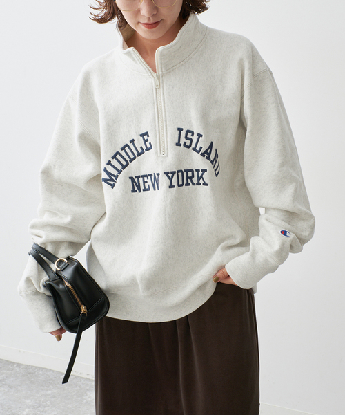 Spick & Span（スピックアンドスパン）の「Champion / チャンピオン REVERSE WEAVE(R) HALF ZIP SWEAT（スウェット・レディース・アイボリー/ブラック・MEDIUM）」の12枚目の写真