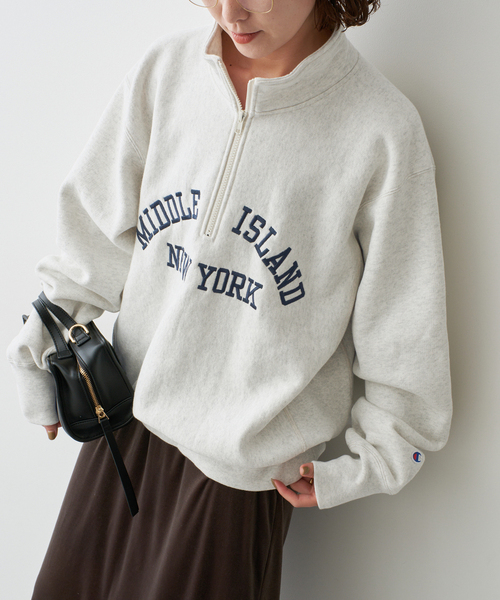 Spick & Span（スピックアンドスパン）の「Champion / チャンピオン REVERSE WEAVE(R) HALF ZIP SWEAT（スウェット・レディース・アイボリー/ブラック・MEDIUM）」の13枚目の写真