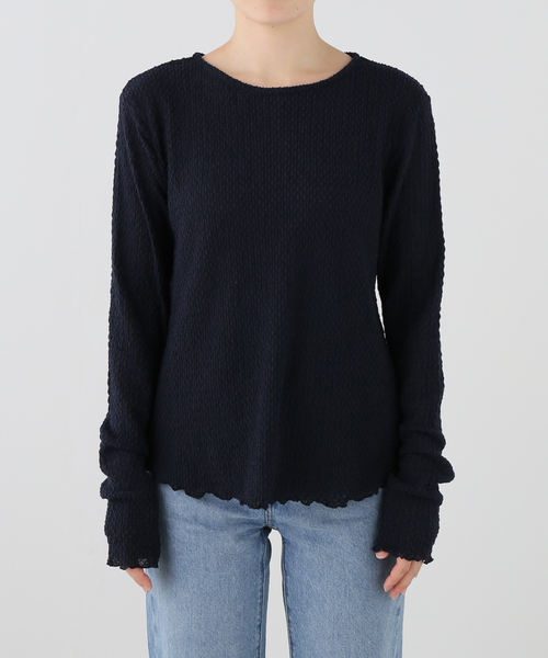 JOURNAL STANDARD relume（ジャーナルスタンダード　レリューム）の「コットンシアージャガードロングスリーブTEE（Tシャツ/カットソー・レディース・ホワイト/ネイビー/ブラウン・FREE）」の10枚目の写真