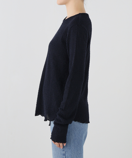 JOURNAL STANDARD relume（ジャーナルスタンダード　レリューム）の「コットンシアージャガードロングスリーブTEE（Tシャツ/カットソー・レディース・ホワイト/ネイビー/ブラウン・FREE）」の11枚目の写真