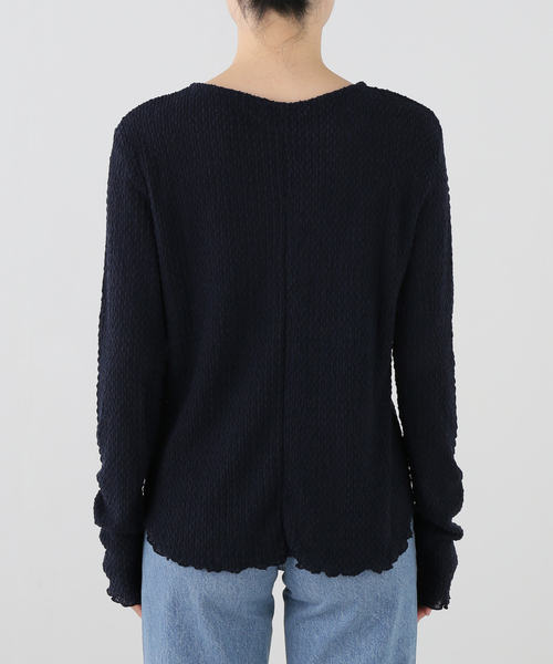 JOURNAL STANDARD relume（ジャーナルスタンダード　レリューム）の「コットンシアージャガードロングスリーブTEE（Tシャツ/カットソー・レディース・ホワイト/ネイビー/ブラウン・FREE）」の12枚目の写真