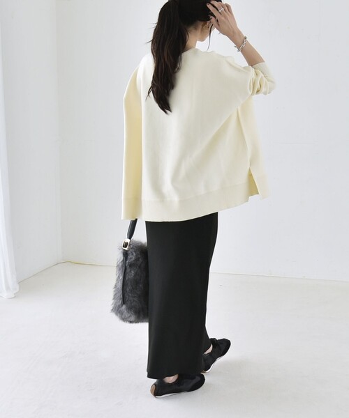 quaranciel(カランシエル)の「〈洗濯機可能〉ボートネック ワイド ニット プルオーバー 26AW(ニット/セーター・レディース・オレンジ/グレー/オフホワイト・ONE SIZE)」の13枚目の写真
