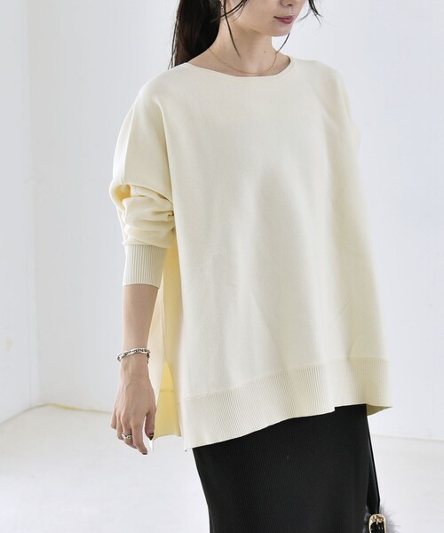 quaranciel(カランシエル)の「〈洗濯機可能〉ボートネック ワイド ニット プルオーバー 26AW(ニット/セーター・レディース・オレンジ/グレー/オフホワイト・ONE SIZE)」の15枚目の写真