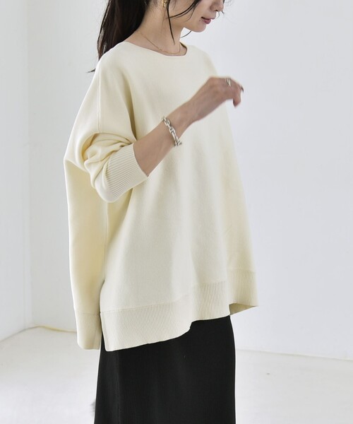 quaranciel(カランシエル)の「〈洗濯機可能〉ボートネック ワイド ニット プルオーバー 26AW(ニット/セーター・レディース・オレンジ/グレー/オフホワイト・ONE SIZE)」の16枚目の写真
