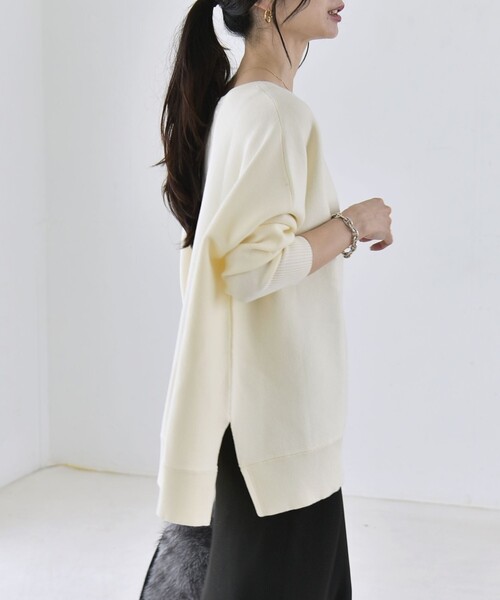 quaranciel(カランシエル)の「〈洗濯機可能〉ボートネック ワイド ニット プルオーバー 26AW(ニット/セーター・レディース・オレンジ/グレー/オフホワイト・ONE SIZE)」の17枚目の写真