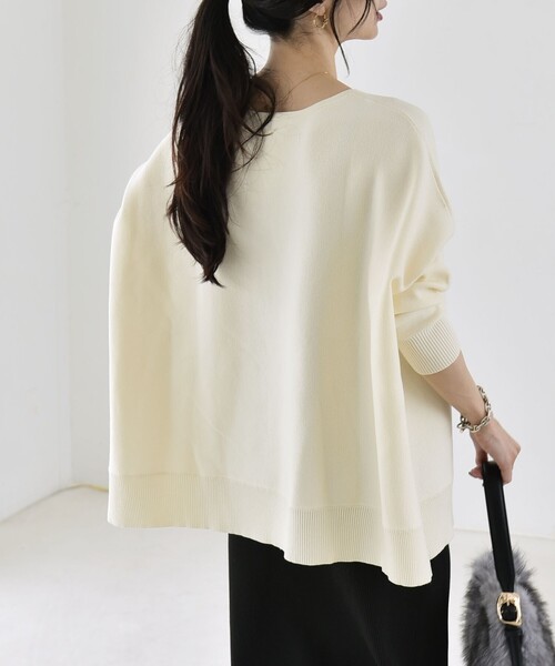 quaranciel(カランシエル)の「〈洗濯機可能〉ボートネック ワイド ニット プルオーバー 26AW(ニット/セーター・レディース・オレンジ/グレー/オフホワイト・ONE SIZE)」の18枚目の写真