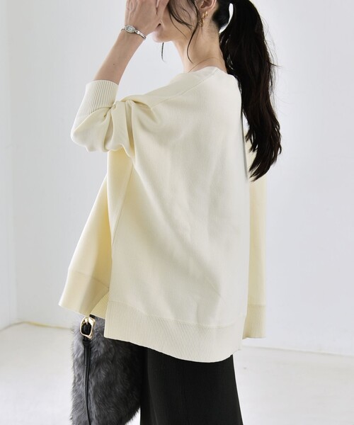 quaranciel(カランシエル)の「〈洗濯機可能〉ボートネック ワイド ニット プルオーバー 26AW(ニット/セーター・レディース・オレンジ/グレー/オフホワイト・ONE SIZE)」の20枚目の写真