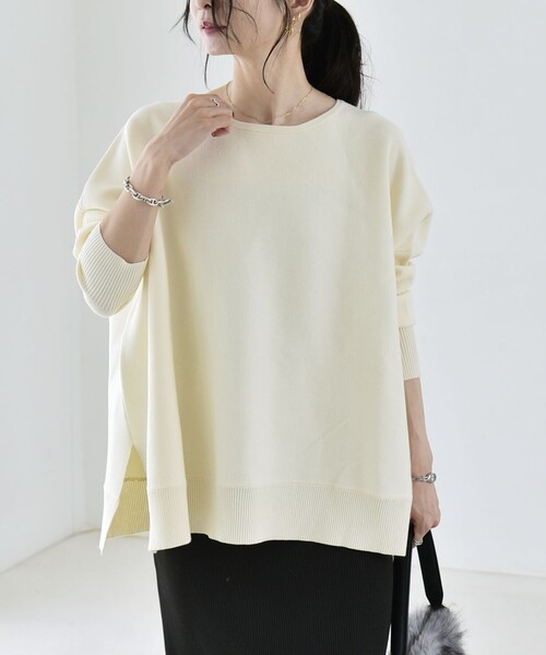 quaranciel(カランシエル)の「〈洗濯機可能〉ボートネック ワイド ニット プルオーバー 26AW(ニット/セーター・レディース・オレンジ/グレー/オフホワイト・ONE SIZE)」の22枚目の写真