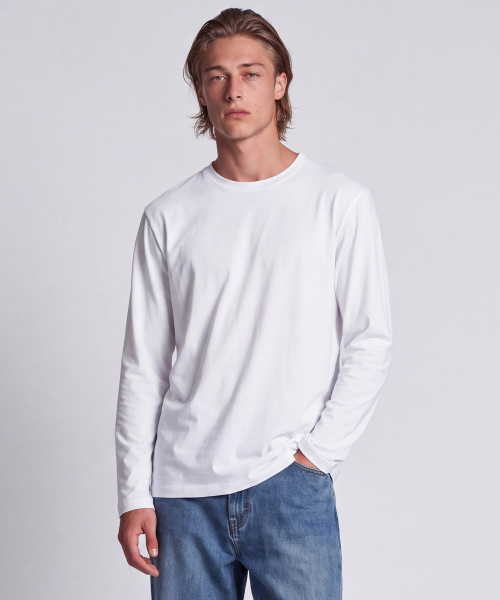 BASIC HOUSE（ベーシックハウス）の「[3PACK] 綿30番手 レギュラーフィット ラウンドネック 長袖Tシャツ (3パック)（Tシャツ/カットソー・メンズ・ブラック/ホワイト・90/95/100/105/110/115）」の3枚目の写真