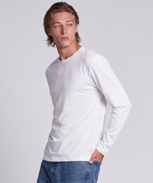 BASIC HOUSE（ベーシックハウス）の「[3PACK] 綿30番手 レギュラーフィット ラウンドネック 長袖Tシャツ (3パック)（Tシャツ/カットソー・メンズ・ブラック/ホワイト・90/95/100/105/110/115）」の4枚目の写真