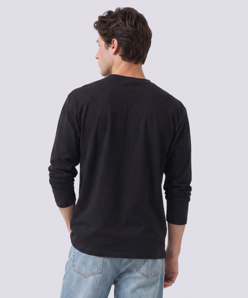 BASIC HOUSE（ベーシックハウス）の「[3PACK] 綿30番手 レギュラーフィット ラウンドネック 長袖Tシャツ (3パック)（Tシャツ/カットソー・メンズ・ブラック/ホワイト・90/95/100/105/110/115）」の8枚目の写真