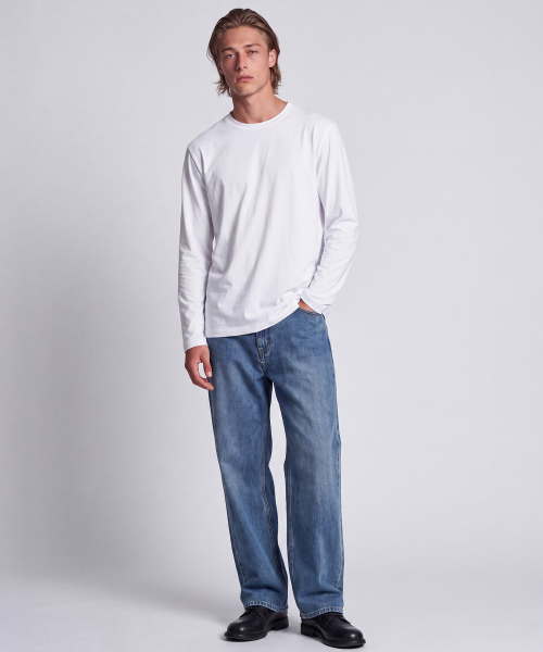 BASIC HOUSE（ベーシックハウス）の「[3PACK] 綿30番手 レギュラーフィット ラウンドネック 長袖Tシャツ (3パック)（Tシャツ/カットソー・メンズ・ブラック/ホワイト・90/95/100/105/110/115）」の9枚目の写真