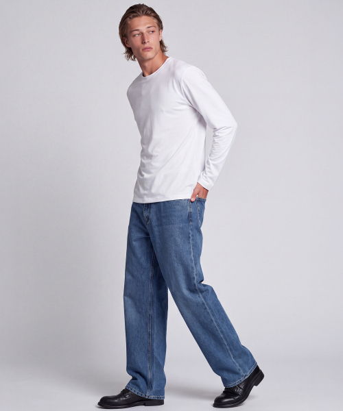 BASIC HOUSE（ベーシックハウス）の「[3PACK] 綿30番手 レギュラーフィット ラウンドネック 長袖Tシャツ (3パック)（Tシャツ/カットソー・メンズ・ブラック/ホワイト・90/95/100/105/110/115）」の11枚目の写真