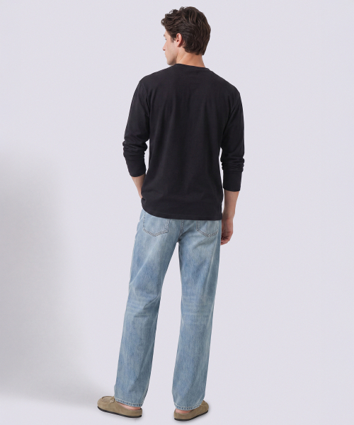 BASIC HOUSE（ベーシックハウス）の「[3PACK] 綿30番手 レギュラーフィット ラウンドネック 長袖Tシャツ (3パック)（Tシャツ/カットソー・メンズ・ブラック/ホワイト・90/95/100/105/110/115）」の13枚目の写真