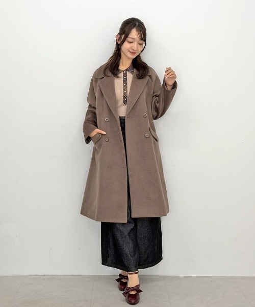 F i.n.t(フィント)の「ダブル釦チェスターコート/fint フィント(チェスターコート・レディース・ブルーグレー/ブラウン/アイボリー・FREE)」の10枚目の写真