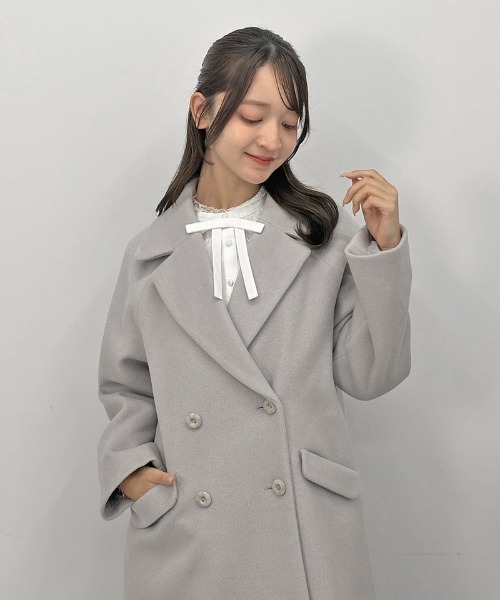 F i.n.t(フィント)の「ダブル釦チェスターコート/fint フィント(チェスターコート・レディース・ブルーグレー/ブラウン/アイボリー・FREE)」の14枚目の写真