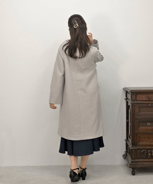 F i.n.t(フィント)の「ダブル釦チェスターコート/fint フィント(チェスターコート・レディース・ブルーグレー/ブラウン/アイボリー・FREE)」の16枚目の写真