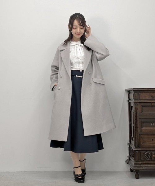 F i.n.t(フィント)の「ダブル釦チェスターコート/fint フィント(チェスターコート・レディース・ブルーグレー/ブラウン/アイボリー・FREE)」の17枚目の写真