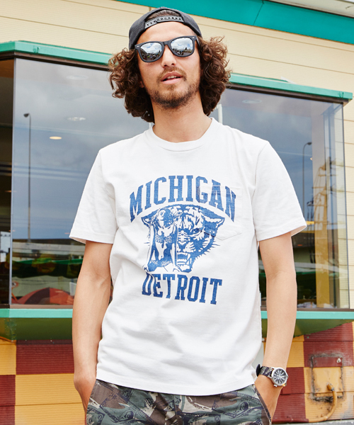 HYSTERIC GLAMOUR（ヒステリックグラマー）の「MICHIGAN LEOPARD pt ポケ付T-SH（Tシャツ/カットソー・メンズ・ホワイト/オレンジ/ブラック・LARGE/MEDIUM/X-LARGE/SMALL）」の2枚目の写真