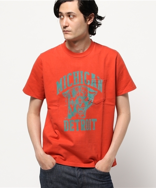 HYSTERIC GLAMOUR（ヒステリックグラマー）の「MICHIGAN LEOPARD pt ポケ付T-SH（Tシャツ/カットソー・メンズ・ホワイト/オレンジ/ブラック・LARGE/MEDIUM/X-LARGE/SMALL）」の15枚目の写真