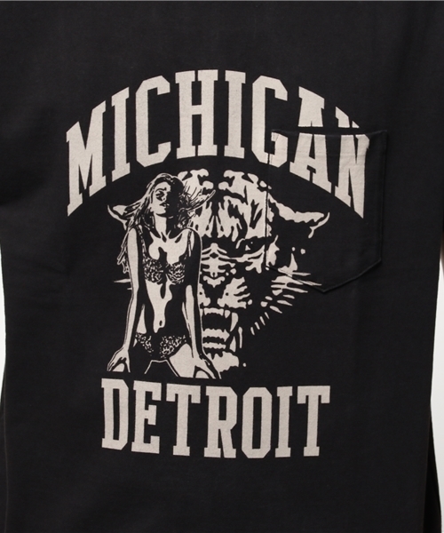 HYSTERIC GLAMOUR（ヒステリックグラマー）の「MICHIGAN LEOPARD pt ポケ付T-SH（Tシャツ/カットソー・メンズ・ホワイト/オレンジ/ブラック・LARGE/MEDIUM/X-LARGE/SMALL）」の9枚目の写真