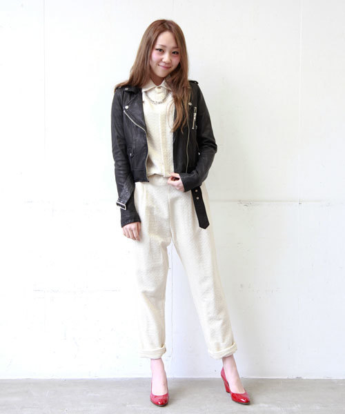 603（ロクマルサン）の「603 ラムレザーライダースJKT（ライダースジャケット・レディース・ブラック/ブルー/ワイン/ネイビー・MEDIUM/SMALL）」の21枚目の写真