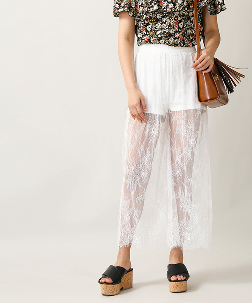 WEGO（ウィゴー）の「WEGO/シアーレースワイドパンツ（スラックス・レディース・ホワイト/ブラック/ライトピンク・FREE）」の12枚目の写真