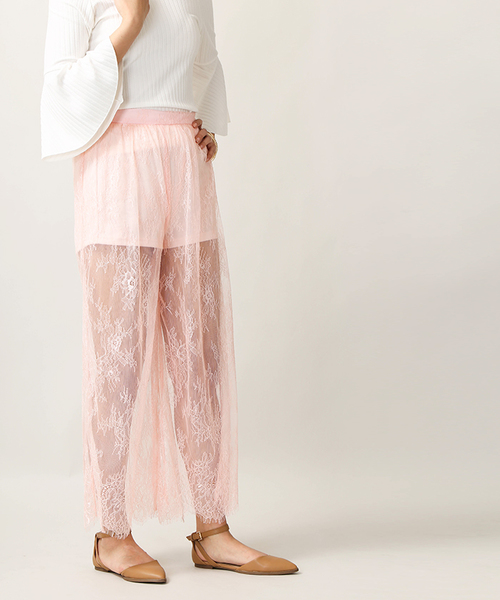 WEGO（ウィゴー）の「WEGO/シアーレースワイドパンツ（スラックス・レディース・ホワイト/ブラック/ライトピンク・FREE）」の19枚目の写真
