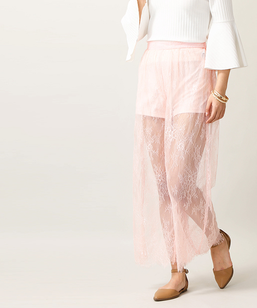 WEGO（ウィゴー）の「WEGO/シアーレースワイドパンツ（スラックス・レディース・ホワイト/ブラック/ライトピンク・FREE）」の20枚目の写真