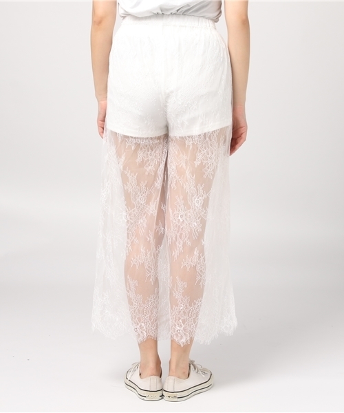 WEGO（ウィゴー）の「WEGO/シアーレースワイドパンツ（スラックス・レディース・ホワイト/ブラック/ライトピンク・FREE）」の6枚目の写真
