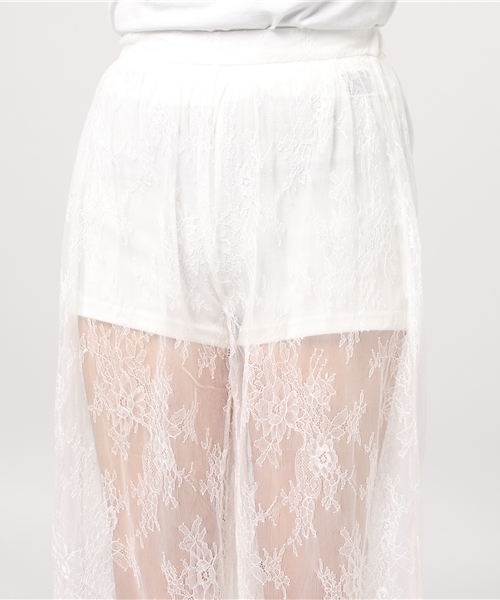 WEGO（ウィゴー）の「WEGO/シアーレースワイドパンツ（スラックス・レディース・ホワイト/ブラック/ライトピンク・FREE）」の7枚目の写真