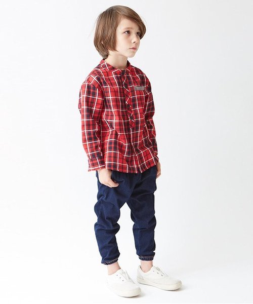 apres les cours（アプレレクール）の「バンドカラーチェックシャツ（シャツ/ブラウス・キッズ・レッド/グレー・110/130/140/80/100/120/90）」の7枚目の写真