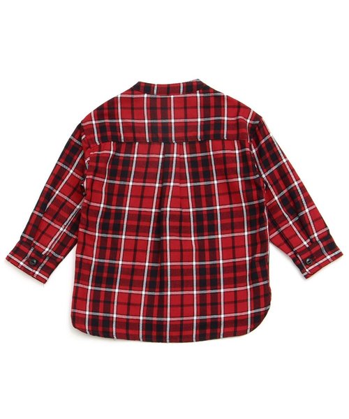 apres les cours（アプレレクール）の「バンドカラーチェックシャツ（シャツ/ブラウス・キッズ・レッド/グレー・110/130/140/80/100/120/90）」の5枚目の写真